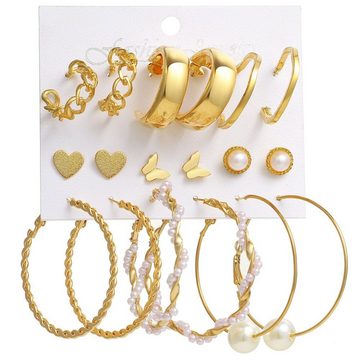 Mrichbez Ohrhänger-Set 36 Paar Gold Perlen Ohrringe Set (1-tlg), Boho Statement Acryl Ohrringe Geburtstagsfeier Schmuck Geschenk