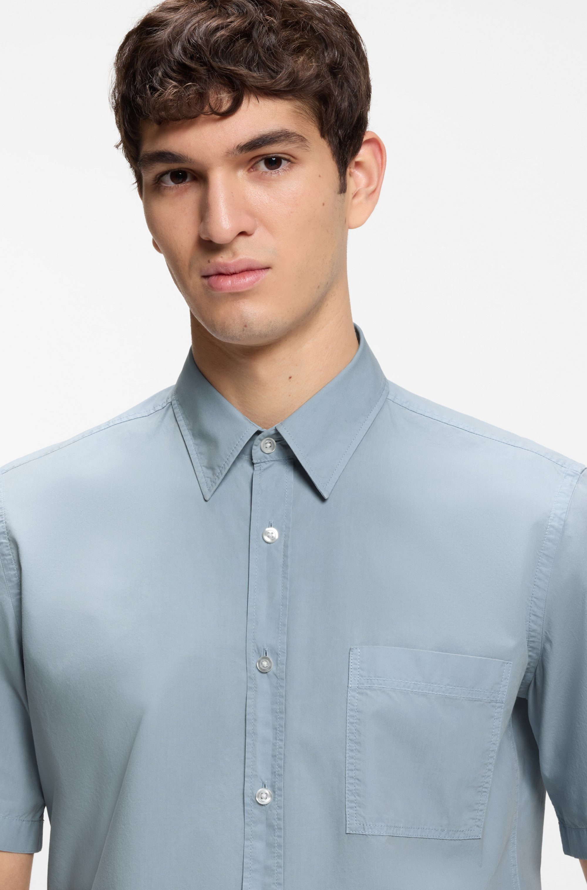 BOSS ORANGE Kurzarmhemd Regular Fit, Kentkragen, Kurzarm