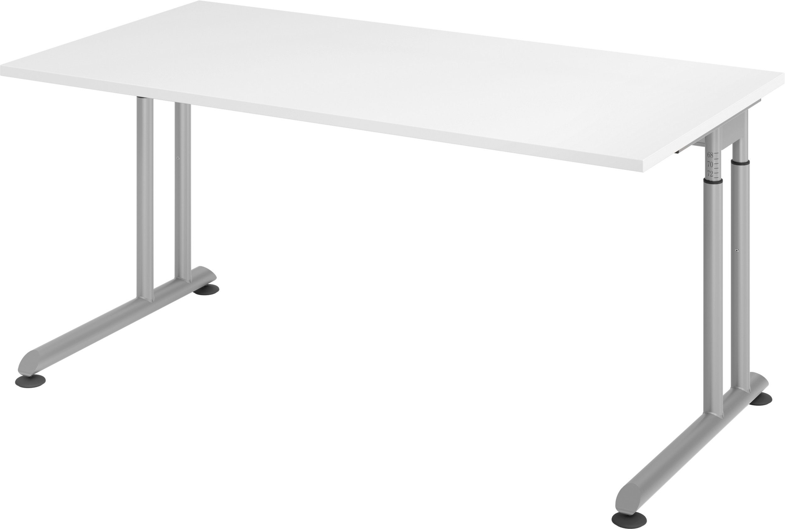 bümö Schreibtisch Schreibtisch Serie-Z, Rechteck: 160 x 80 cm - Dekor: Weiß - Gestell: Silber