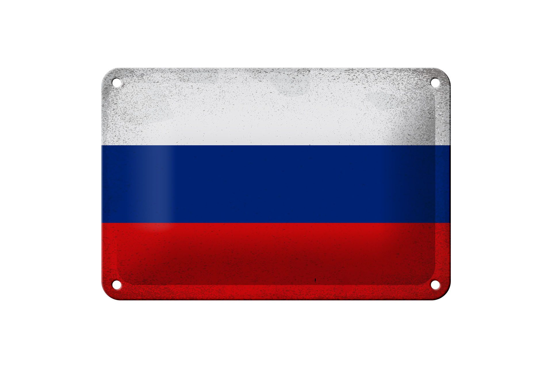 Femer GmbH Metallschild Flagge Russland 18x12cm Flag of Russia Vintage, (1 St), gewölbte Oberfläche, abgerundete Ecken, umgeschlagene Kanten