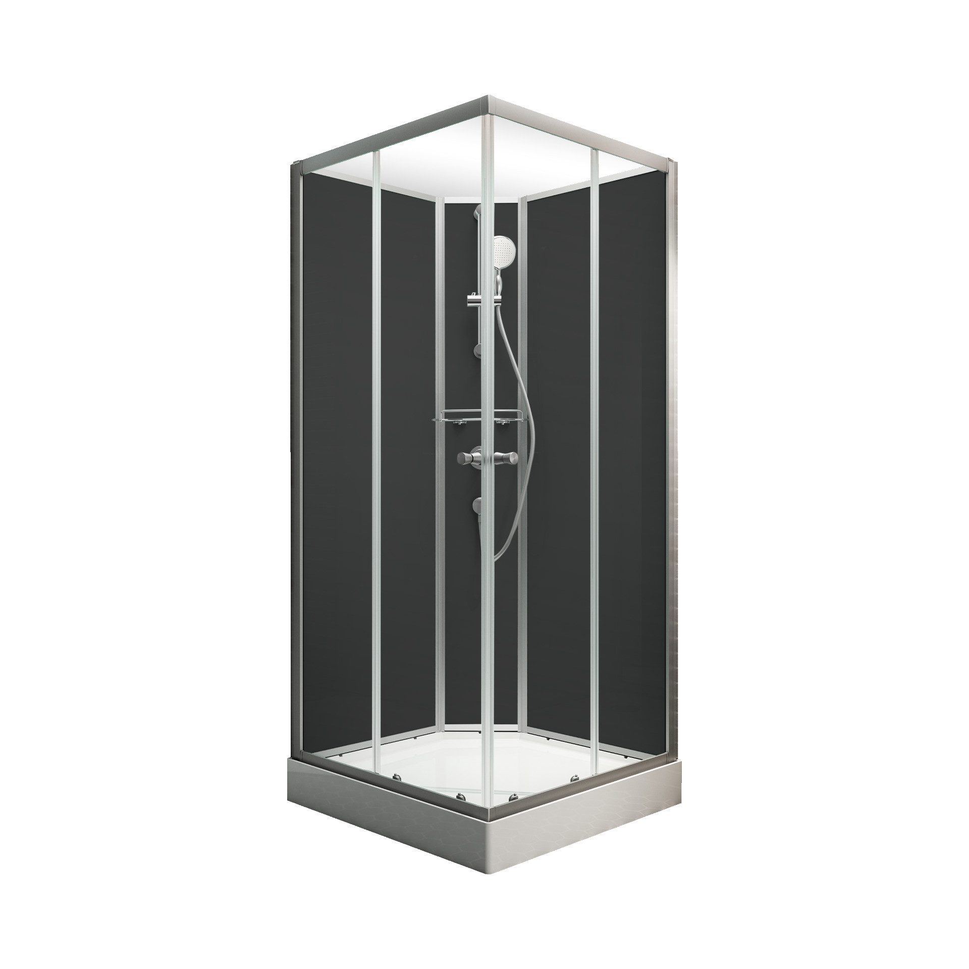 Schulte Komplettdusche Korfu II, BxT: 89x89 cm, 5 mm Sicherheitsglas, Komplett-Set, inkl. Duschwanne (13,5 cm hoch), Eckdusche, Schiebetür