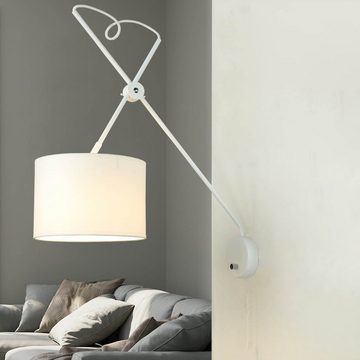 Licht-Erlebnisse Wandleuchte VIPER, ohne Leuchtmittel, Moderne Wandlampe mit Schalter Loft Weiß verstellbar Lampe