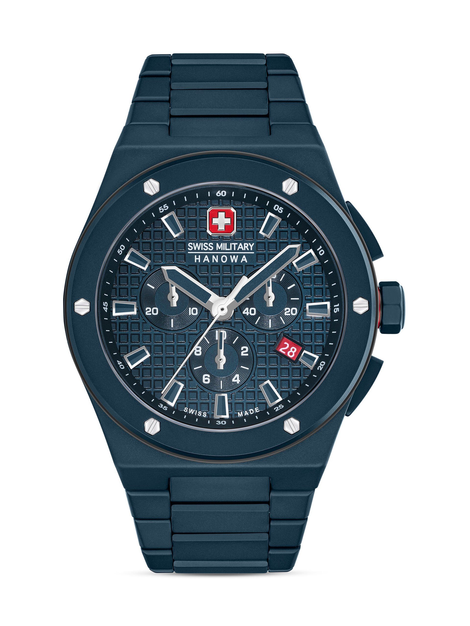 Swiss Military Hanowa Quarzuhr CERAMIC-Armband hochwertigem mit Blau SIDEWINDER CERAMIC