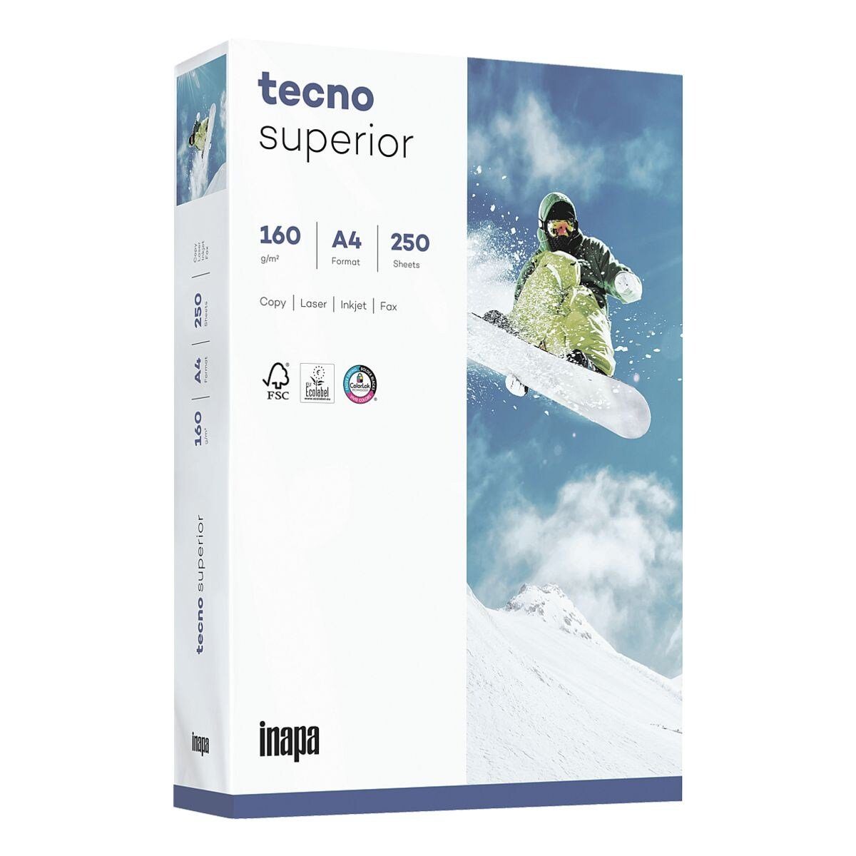 Inapa tecno Druckerpapier Blatt Format Superior, DIN 250 168 g/m², CIE, A4, 160