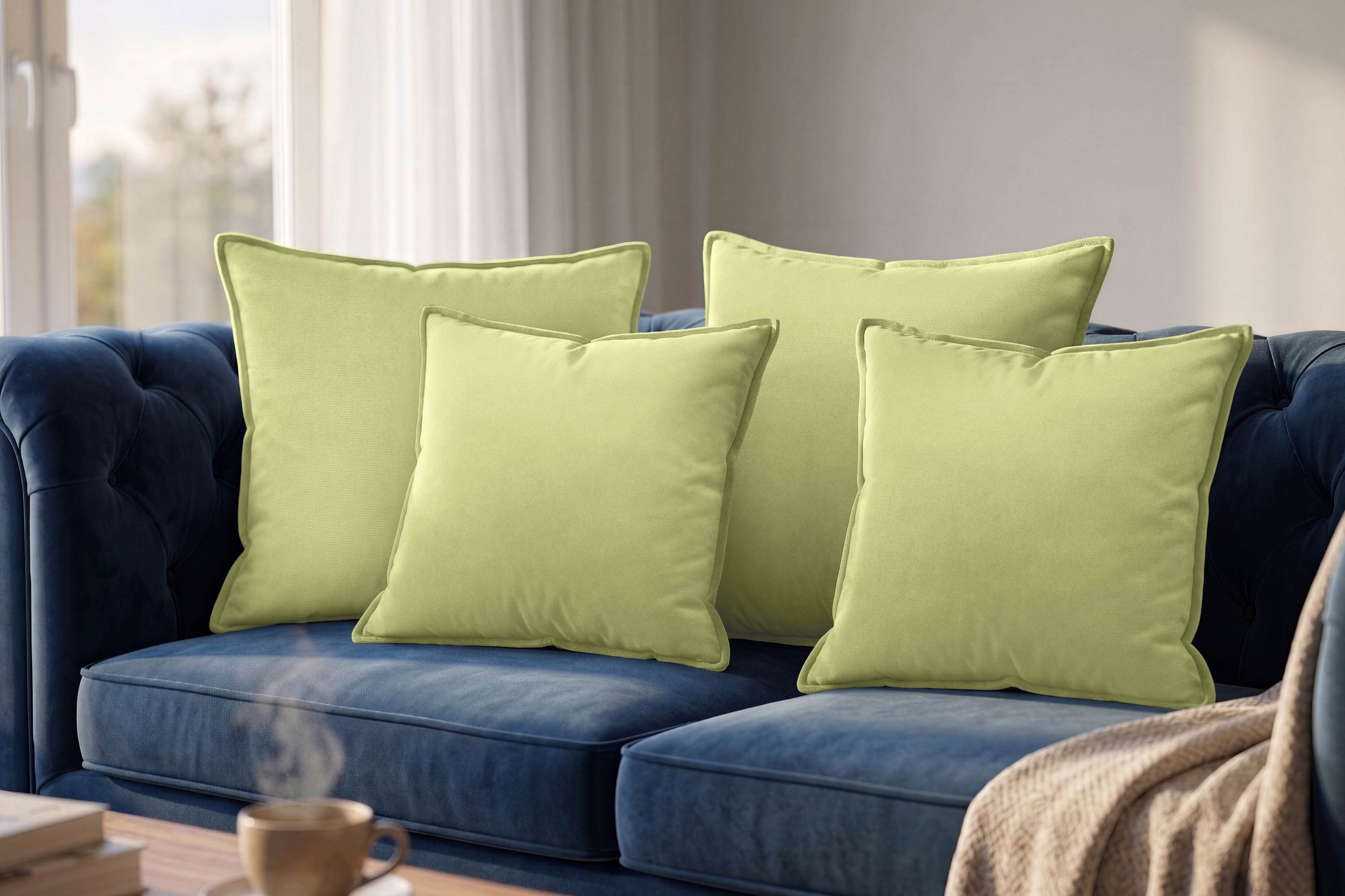 Amilian Dekokissen 4er Set Zierkissen Sofakissen Couchkissen mit Reißverschluss, inklusive Füllung für Sofa, Couch und Bett
