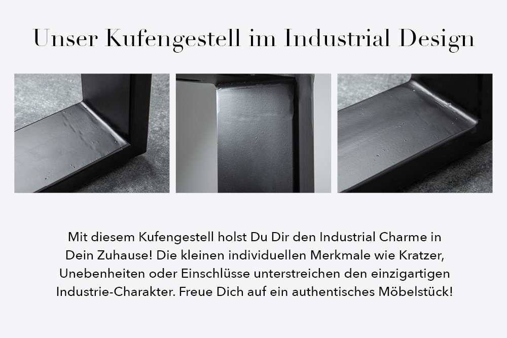 GENESIS Metall Baumstamm eckig riess-ambiente braun · Massivholz · / · 200cm Baumkantentisch Industrial Esszimmer (Einzelartikel, · 1-St), · schwarz