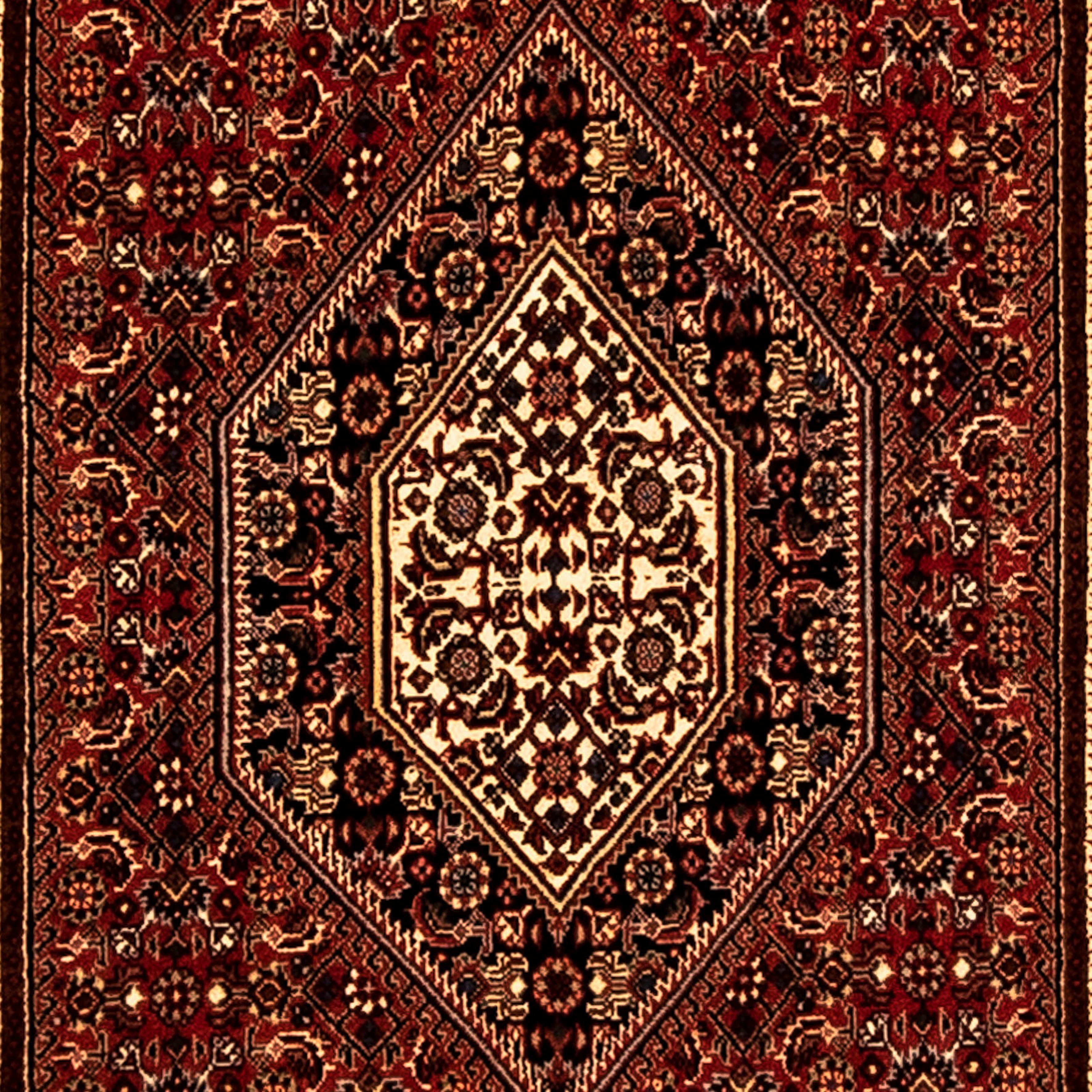 Orientteppich Perser morgenland, mehrfarbig, mm, Höhe: Wohnzimmer, mit Zertifikat cm Bidjar - 73 x - Handgeknüpft, Einzelstück 15 250 rechteckig, 