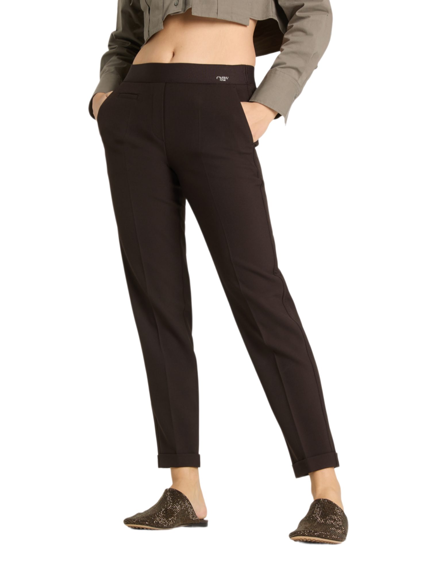 Cambio Stoffhose braun, Casual, Polyester, Unifarben, Slim Fit, Mittel