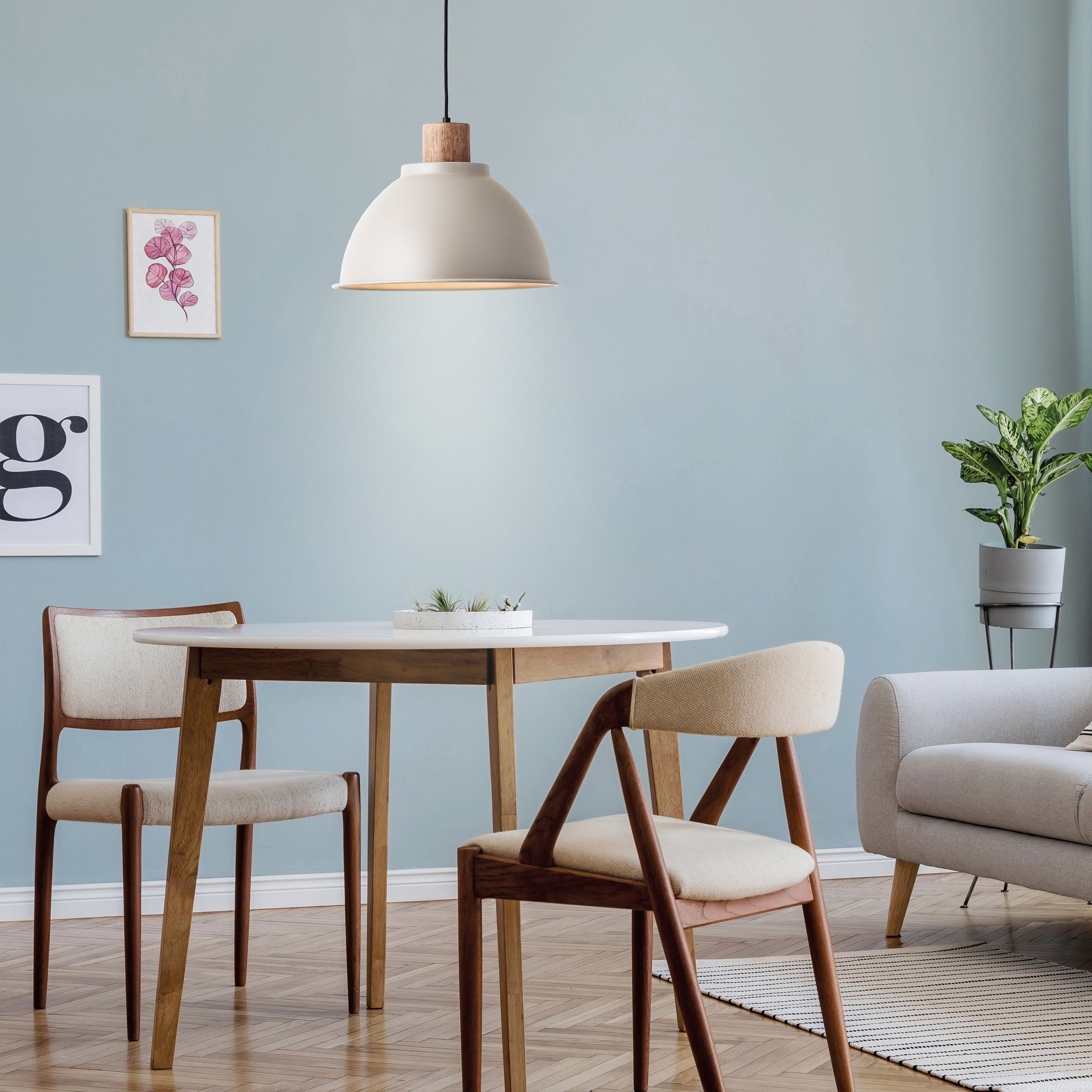 Brilliant Pendelleuchte Erena, ohne Leuchtmittel, Höhe 120 cm, Ø 38 cm, E27, kürzbar, Metall/Holz