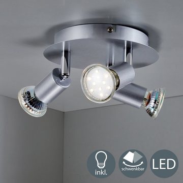 B.K.Licht LED Deckenspots Lunis 3, LED wechselbar, Warmweiß, LED Deckenleuchte schwenkbar, inkl. 3W GU10 250LM GU10 warmweiß