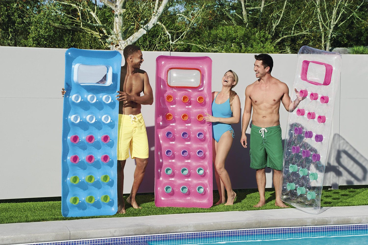 Bestway Badeinsel Fashion Lounge, (Packung, 1-St., 177 x 63 x 16 cm), Integriertes Sichtfenster