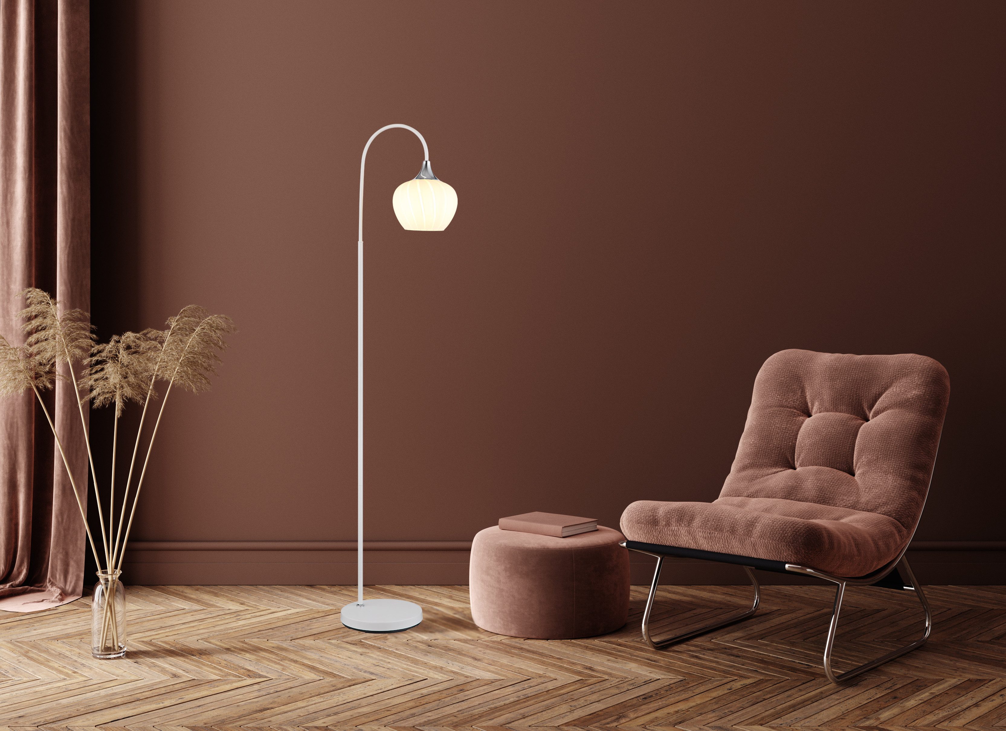 GLOBO LIGHTING Stehlampe MAXY, ohne Leuchtmittel, Stehleuchte/Glas opal/Wohnzimmer/Schlafzimmer/weiß
