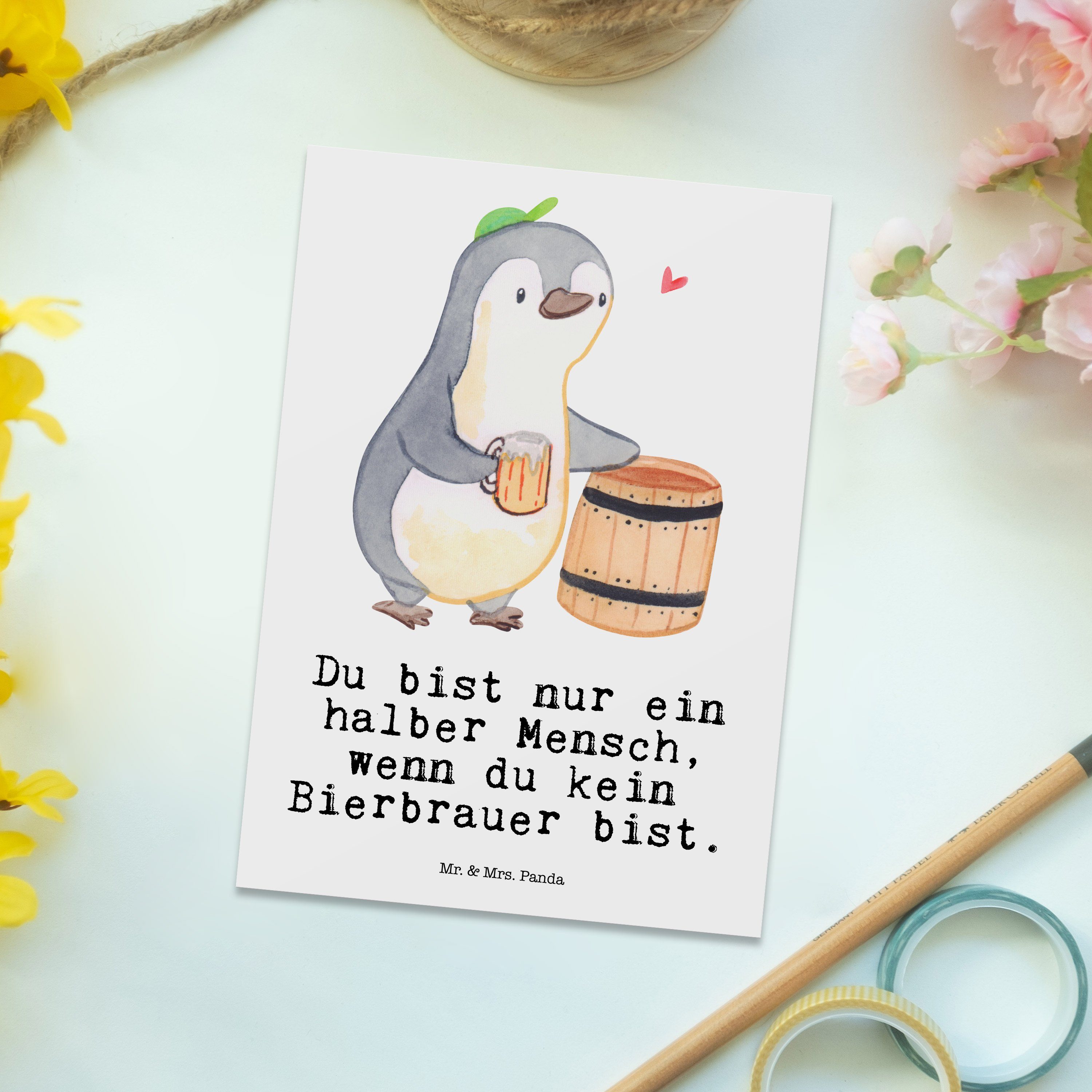 - Geschenk, Kart Herz Männerabend, Panda Dankeskarte, Mrs. Postkarte - mit & Weiß Mr. Bierbrauer