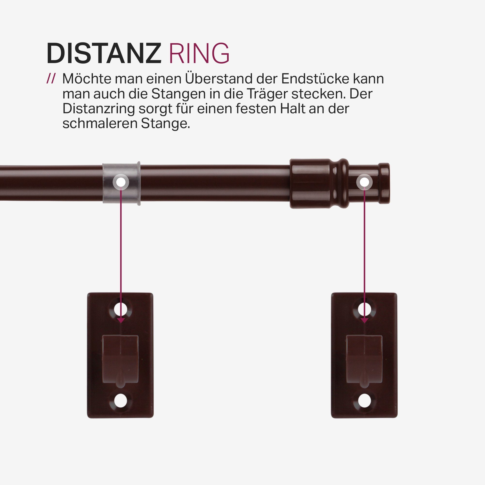 Bestlivings Caféhausstange aus Edelstahl für Bistro-, Scheiben- oder Küchengardinen, Ø 12 mm, 1-läufig, ausziehbar, ohne Bohren, geklebt, geklemmt, verschraubt, Metall, inkl. Trägerhaken, Selbstklebepads & Schrauben