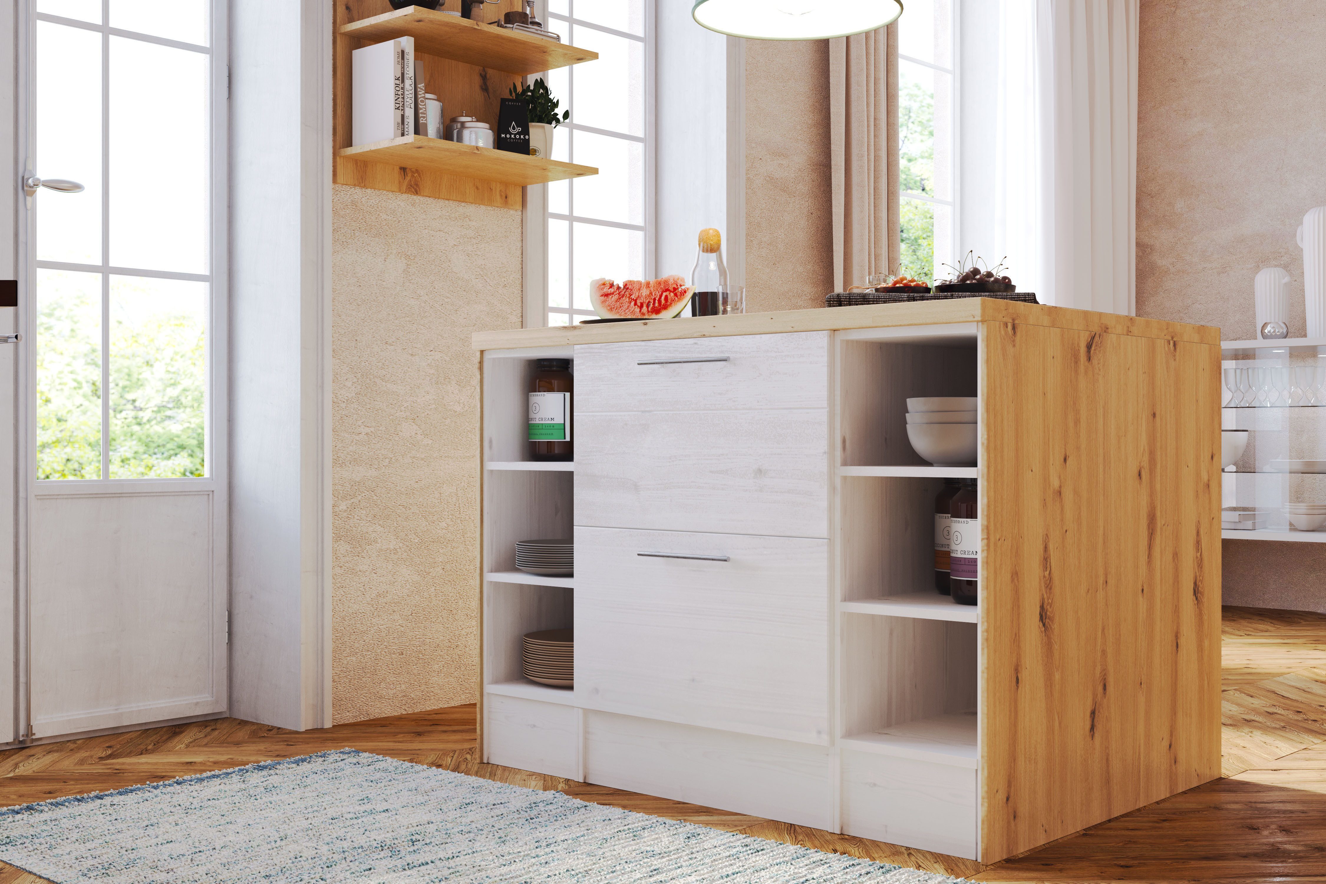 RESPEKTA Кухниinsel Anton, Breite 124 cm, mit Soft-Close