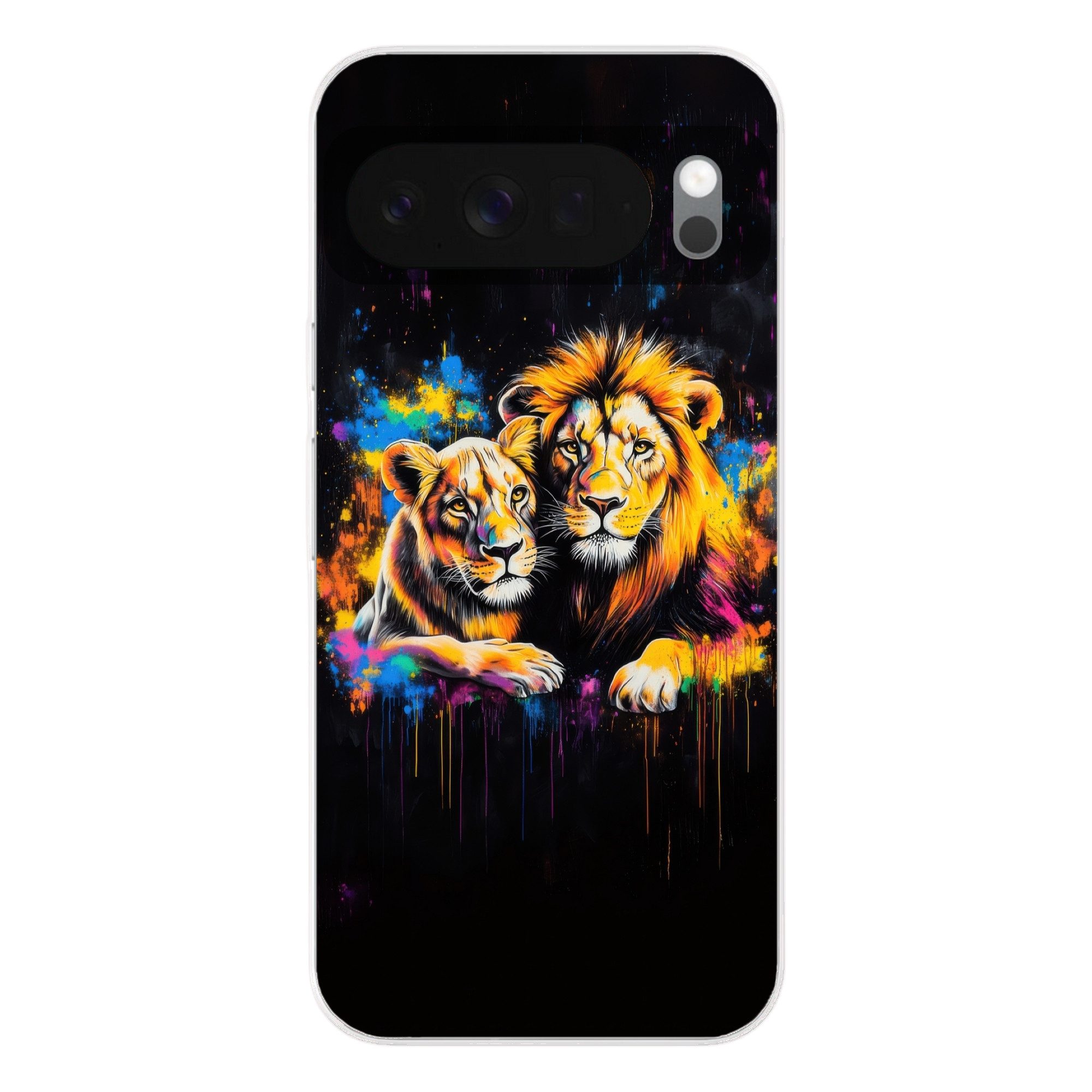 MuchoWow Handyhülle für Google Pixel 10 Löwen - Malerei - Farben, Phone Case, Silikon, Schutzhülle Dünn