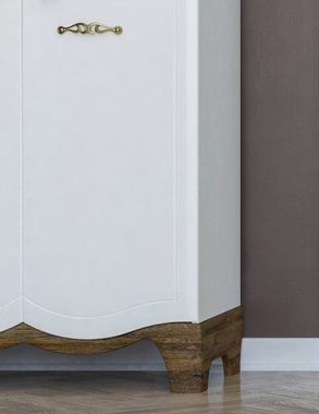 Feldmann-Wohnen Wohnwand Tiffany, (1 Glasvitrine, 1 Highboard, 1 Lowboard, 3-St., mit Glaseinsatz & Soft-Close Funktion), 3-teilig Glasvitrine Highboard Lowboard Weiß Eiche Provence