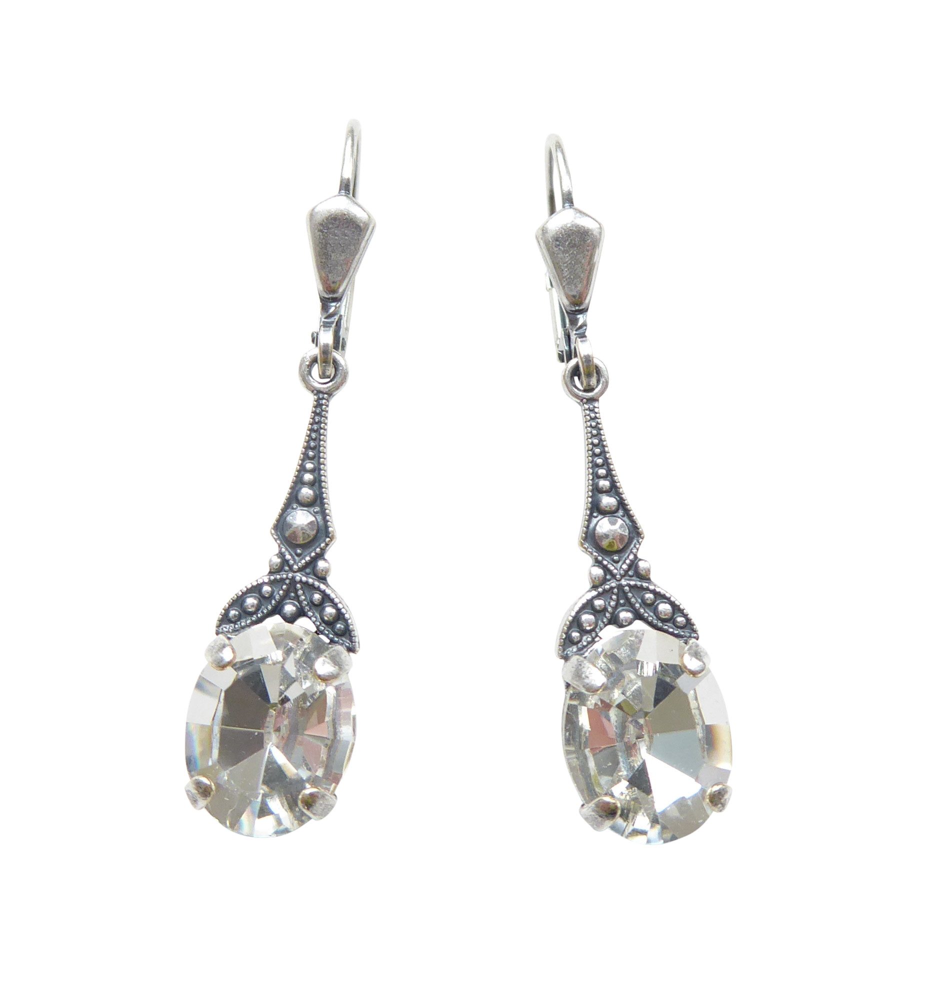 Mugello Paar Серьги Bea kristall versilbert elegant Hochzeit klassisch, Handgefertigter Modeschmuck, made in Germany