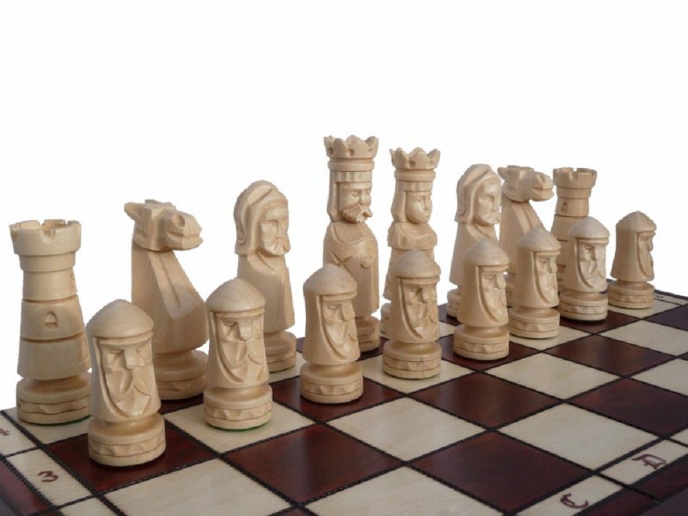Holzprodukte Spielesammlung Schach Geschnitzt 50 x 50 cm Schachspiel Holz Handgeschnitzt braun