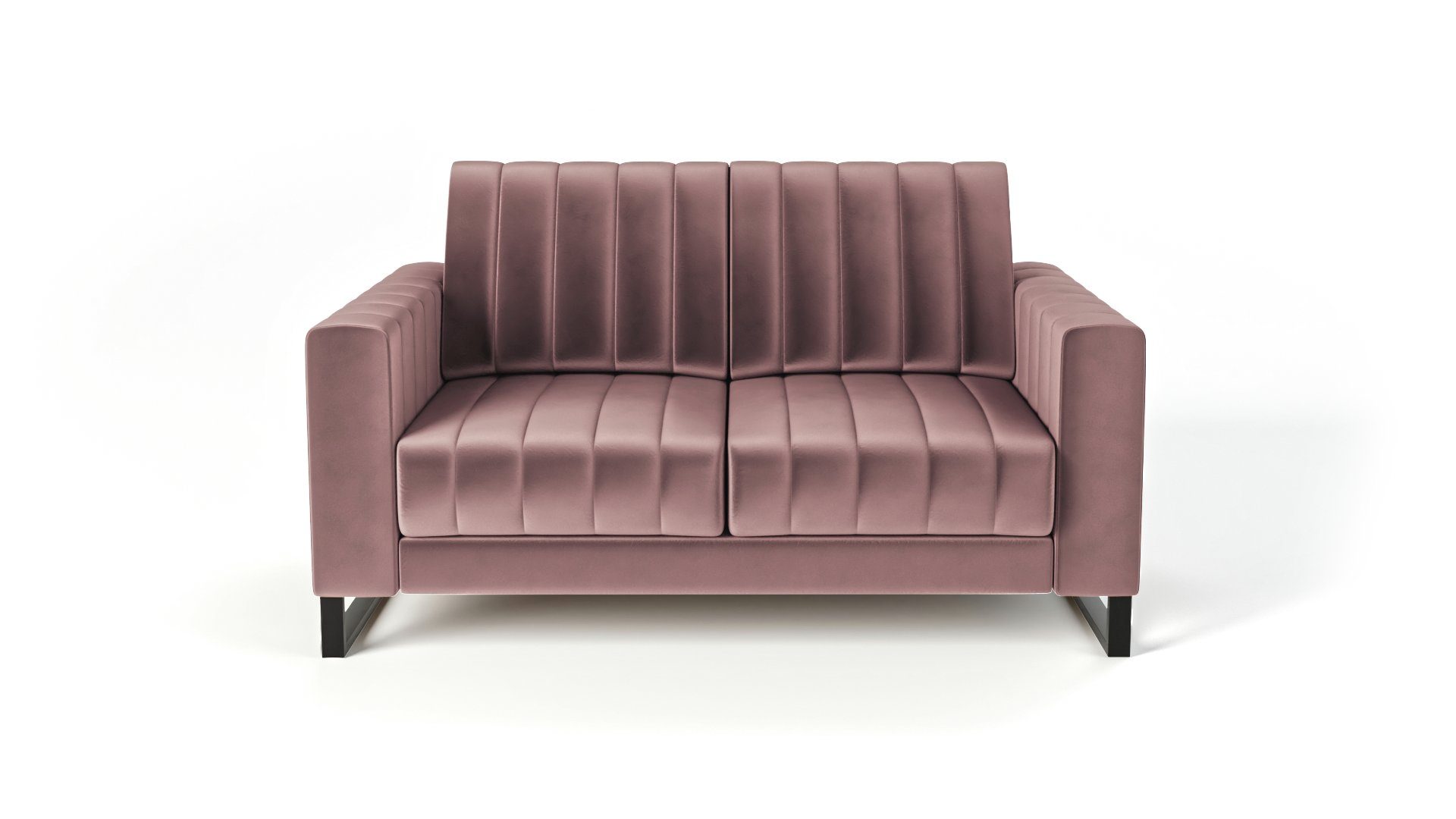 Zweisitziges Siblo schwarzen - 2-Sitzer 2 auf Elegantes Zweisitzer-Sofa Sofa Mono Rosa Beinen