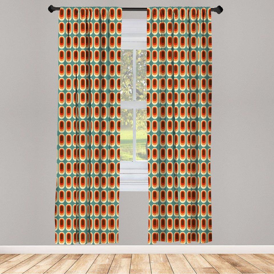 Gardine Vorhang für Wohnzimmer Schlafzimmer Dekor, Abakuhaus, Microfaser,  Retro Vintage Mode-Ethno