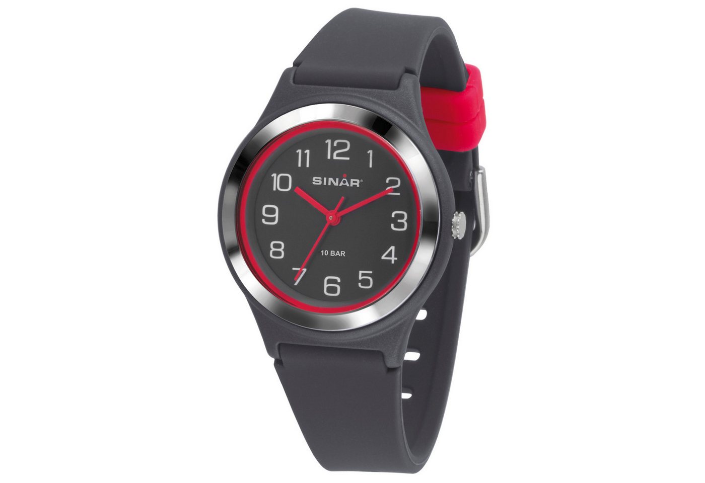 SINAR Quarzuhr XB-48 Jugend Armbanduhr Sportuhr Silikonband, analog sportlich modern Geschenkidee Jugend Ø 36 mm