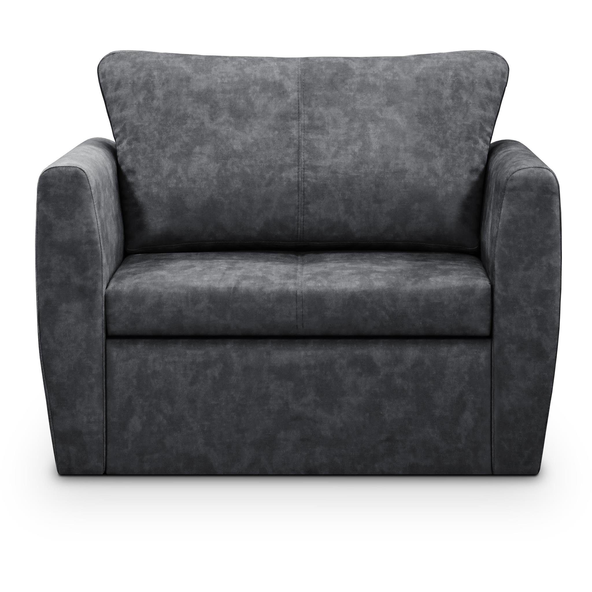 Sofa Schlaffunktion, 96) Bettkasten, Beautysofa Schlafsessel, Relaxsessel für (terra (1-Sitzer Wohnzimmer), Kamel Polstersessel Dunkelgrau Relaxsessel