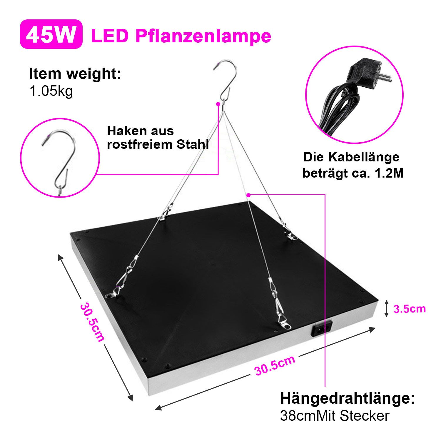 Clanmacy Pflanzenlampe 15/45W LED Grow Lampe mit Rot Blau Licht Zimmerpflan günstig online kaufen