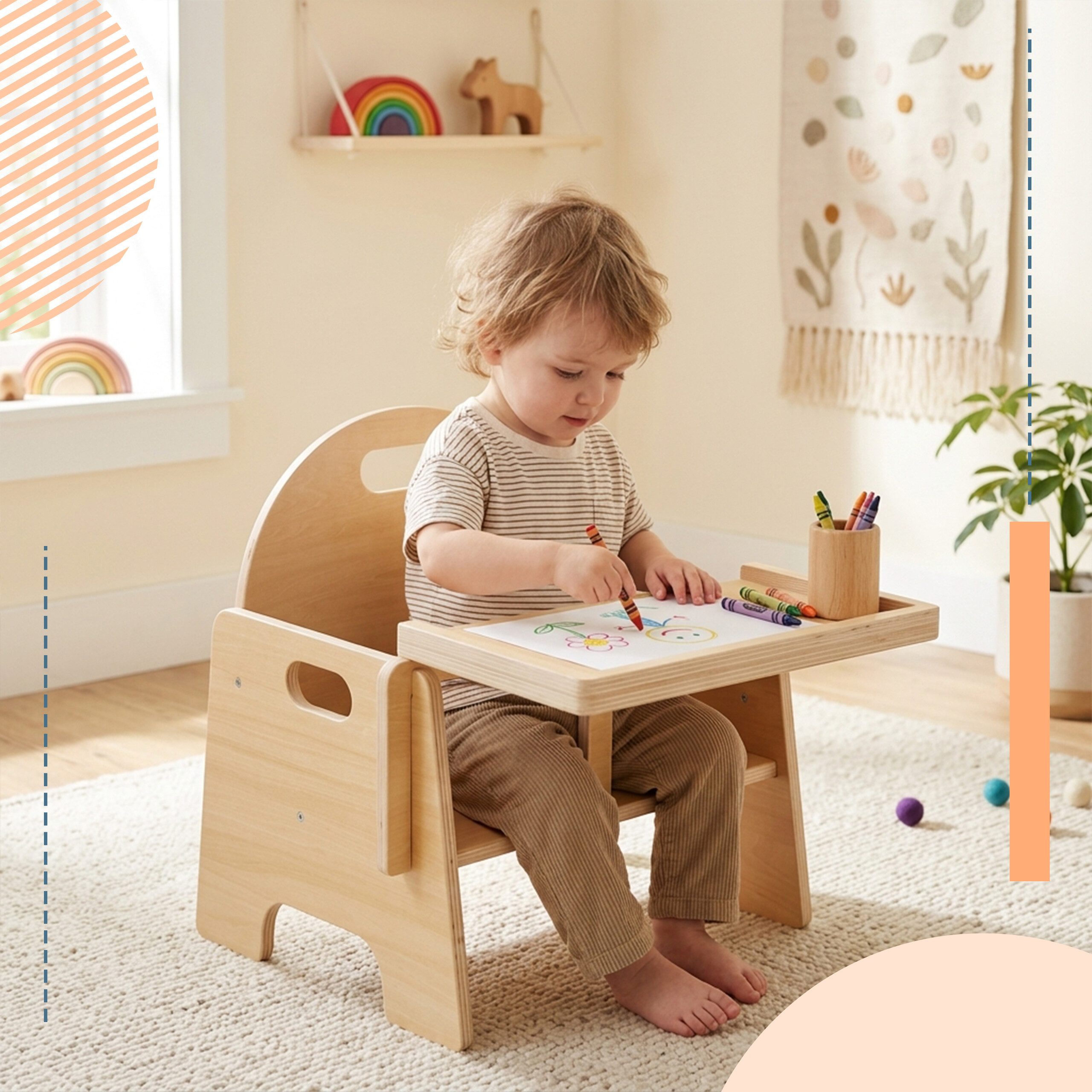 relaxdays Kinderstuhl ab 1 Jahr, mit Tisch