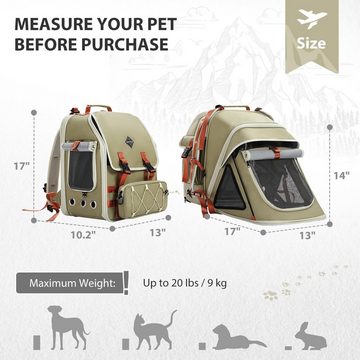 purplerain Tiertransporttasche Rucksack-Tragetasche mit Netz für Katzen und kleine Hunde bis 9,00 kg, Produktabmessungen ‏ : ‎ 33 x 26 x 43 cm