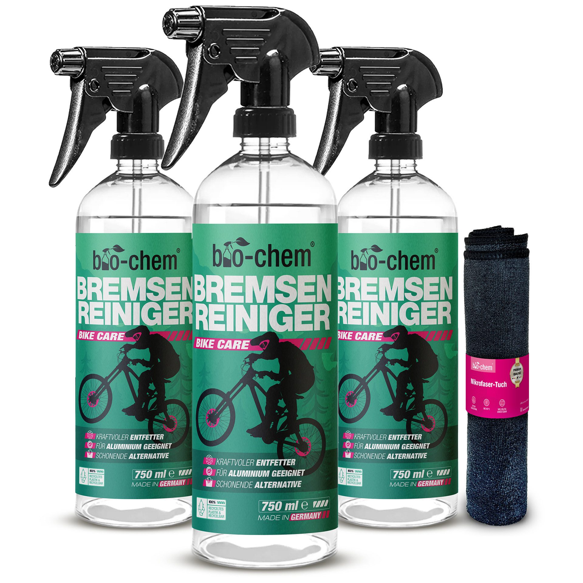 bio-chem Bremsenreiniger Spray 3x 750 ml – Entfetter für Fahrrad, KFZ Bremsenreiniger