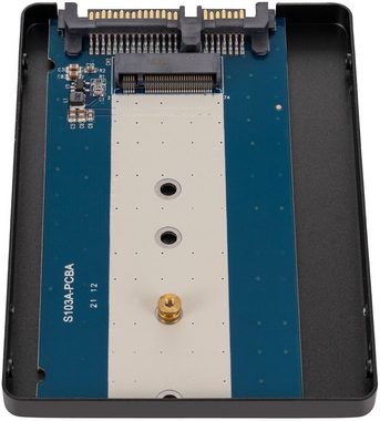 Poppstar Festplatten-Gehäuse M.2 auf 2,5" SATA 3, für 2242 / 2260 / 2280 M.2 SSDs, (nur für NGFF S-ATA B, B+M Key SSD) Aluminium Case Adapter, Schwarz