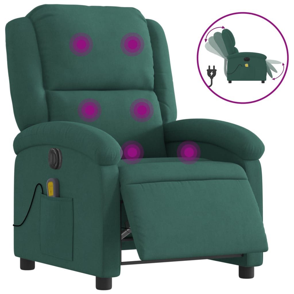 vidaXL Sessel Massagesessel Elektrisch Dunkelgrün Samt günstig online kaufen