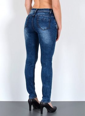 ESRA Skinny-fit-Jeans S700 Damen Skinny Jeans High Waist, Enge Röhrenjeans mit hoher Leibhöhe, bis Übergröße / Plussize Große Größe, Damen enge Skinny Hose mit Stretch und Hoch Bund, Damen Stretchjeans bis zur Taille, Skinny Jeanshose Damen