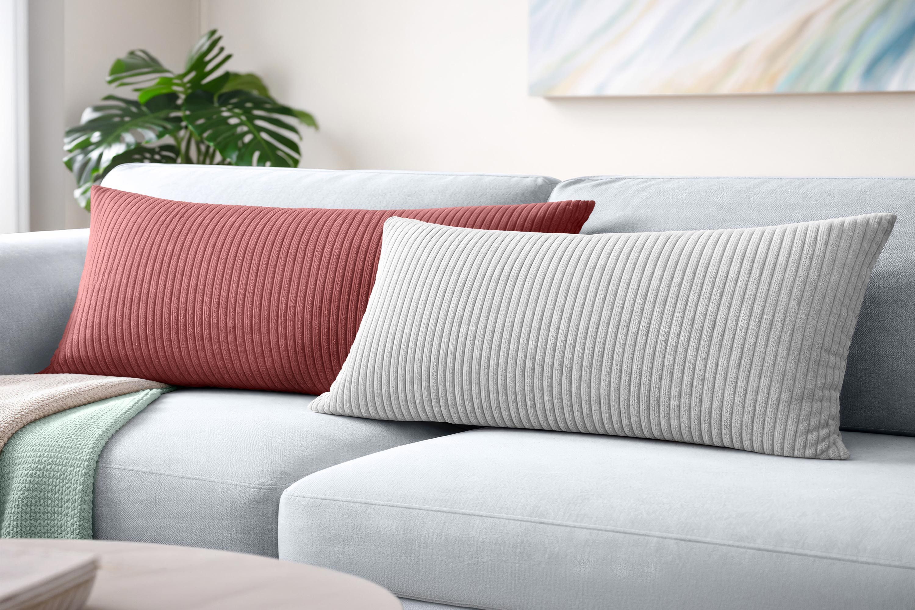 Amilian Kissenbezüge 40x80 cm 2er Set Cord-Optik Hotelverschluss - Zierkissenhülle Sofa, weich, pflegeleicht, formstabil