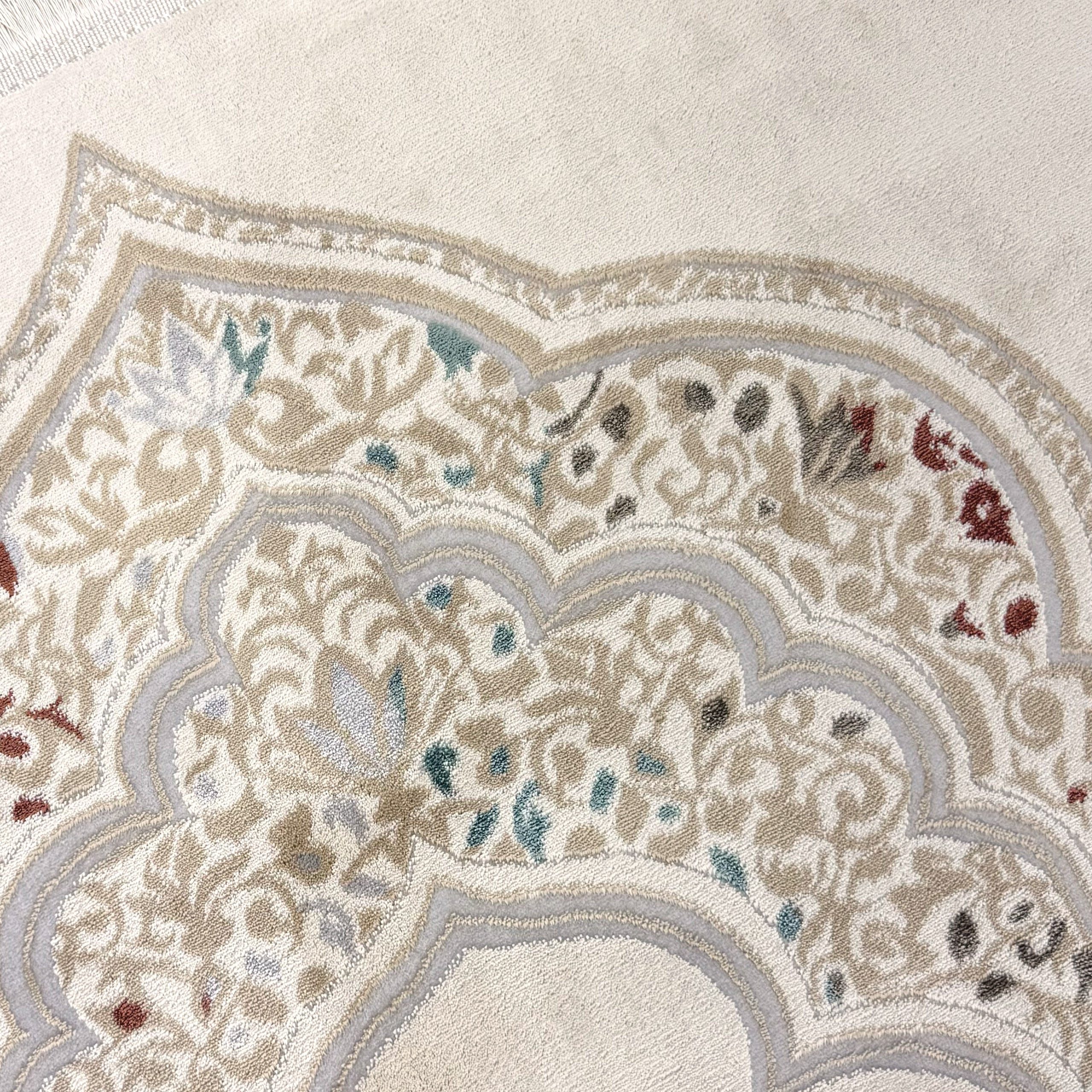 TeppichHome24 Teppich Gebetsteppich mit Mihrab-Motiv und ornamentaler Verzierung in Creme, rechteckig – Bild 2 von 5