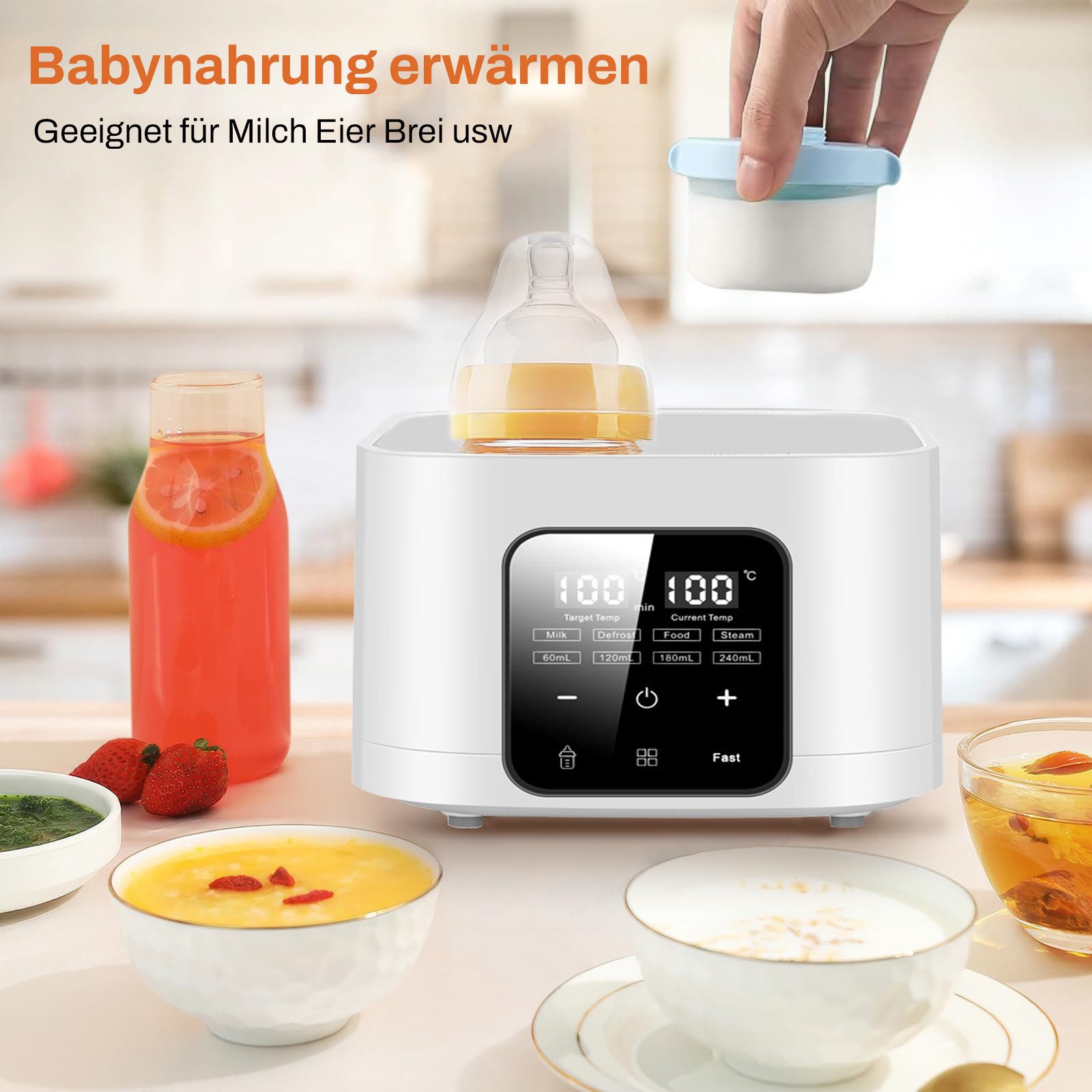 FOSMET Babyflaschenwärmer 2026 Modell 9-in-1 Babyflaschenwärmer Sterilisator 4 Flaschen BPA-frei, 60-240ml Flaschen, 100 °C Dampfst­erilisation, Fernbedienung