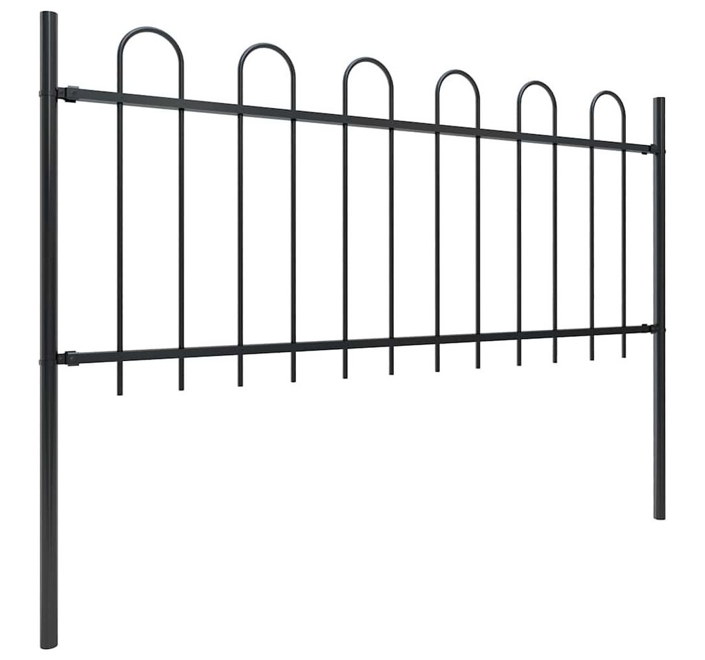 Thumbnail - vidaXL Gartenzaun Gartenzaun mit Bügel-Design Stahl 1,8 m Schwarz, (1-St)