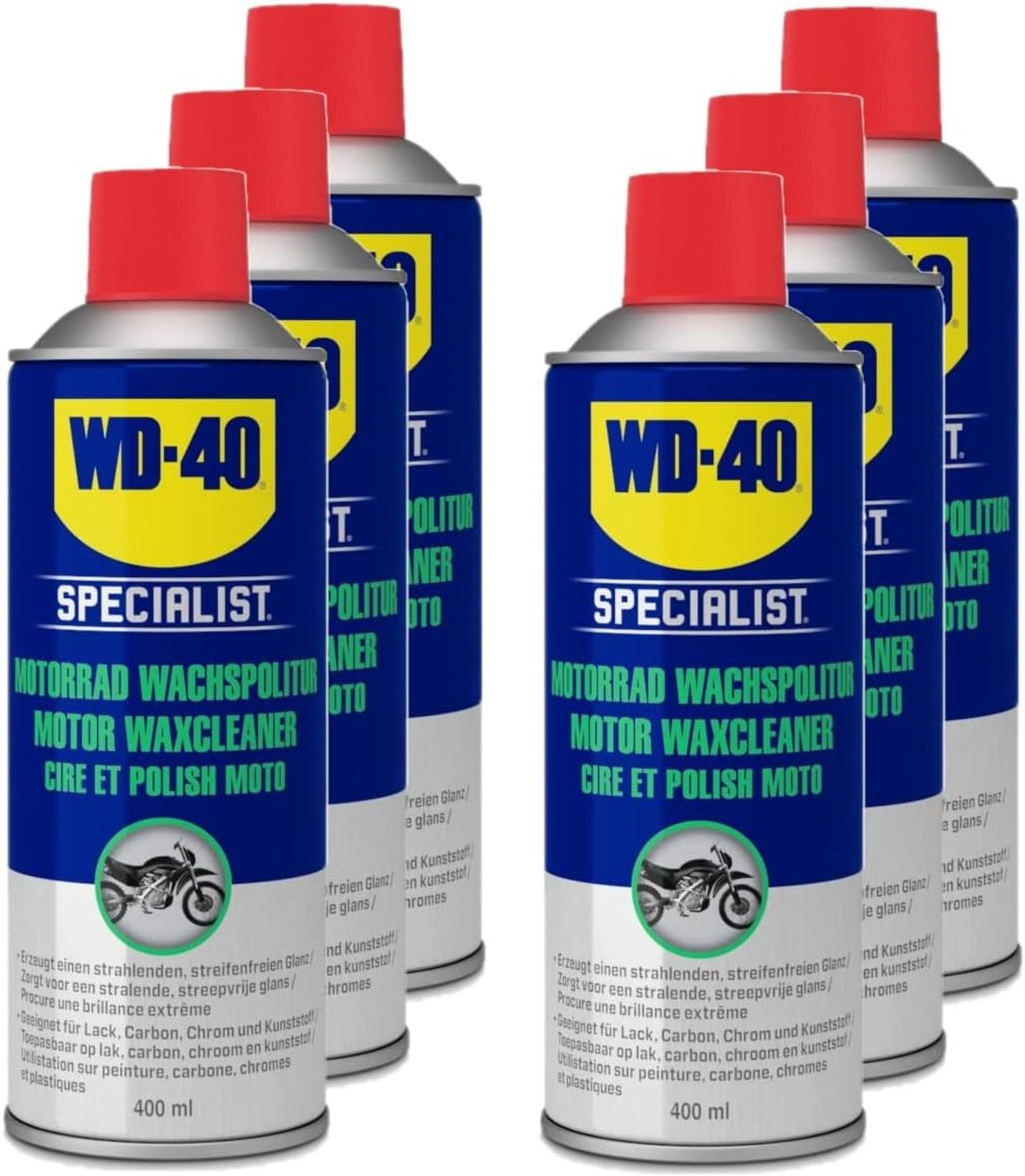 6x WD-40 Specialist Motorrad Wachspolitur 400ml Motorrad Pflege Autopolitur