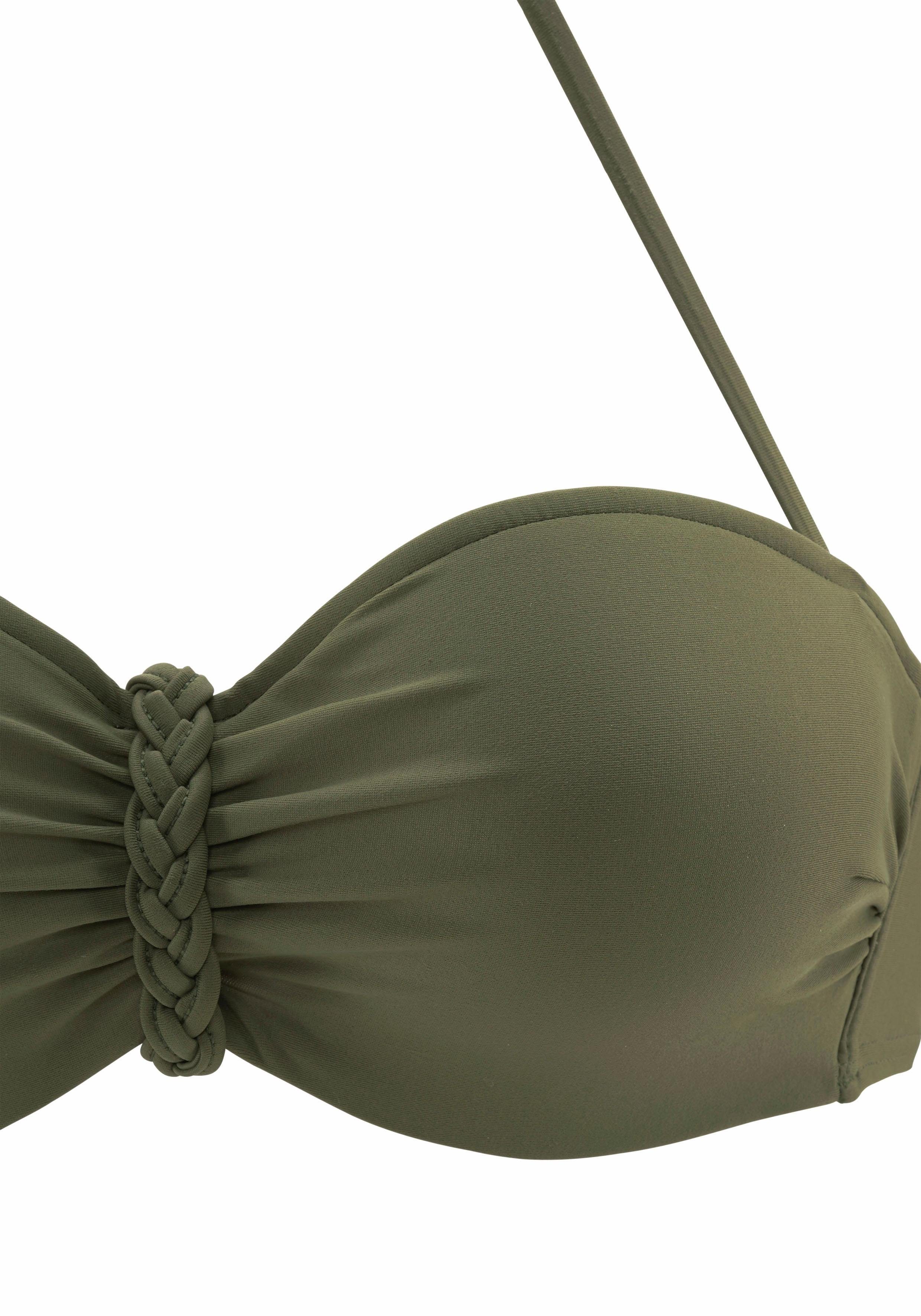Buffalo Bügel-Bandeau-Bikini trendiger Look, mit abnehmbaren Trägern, mit geflochtenen Details