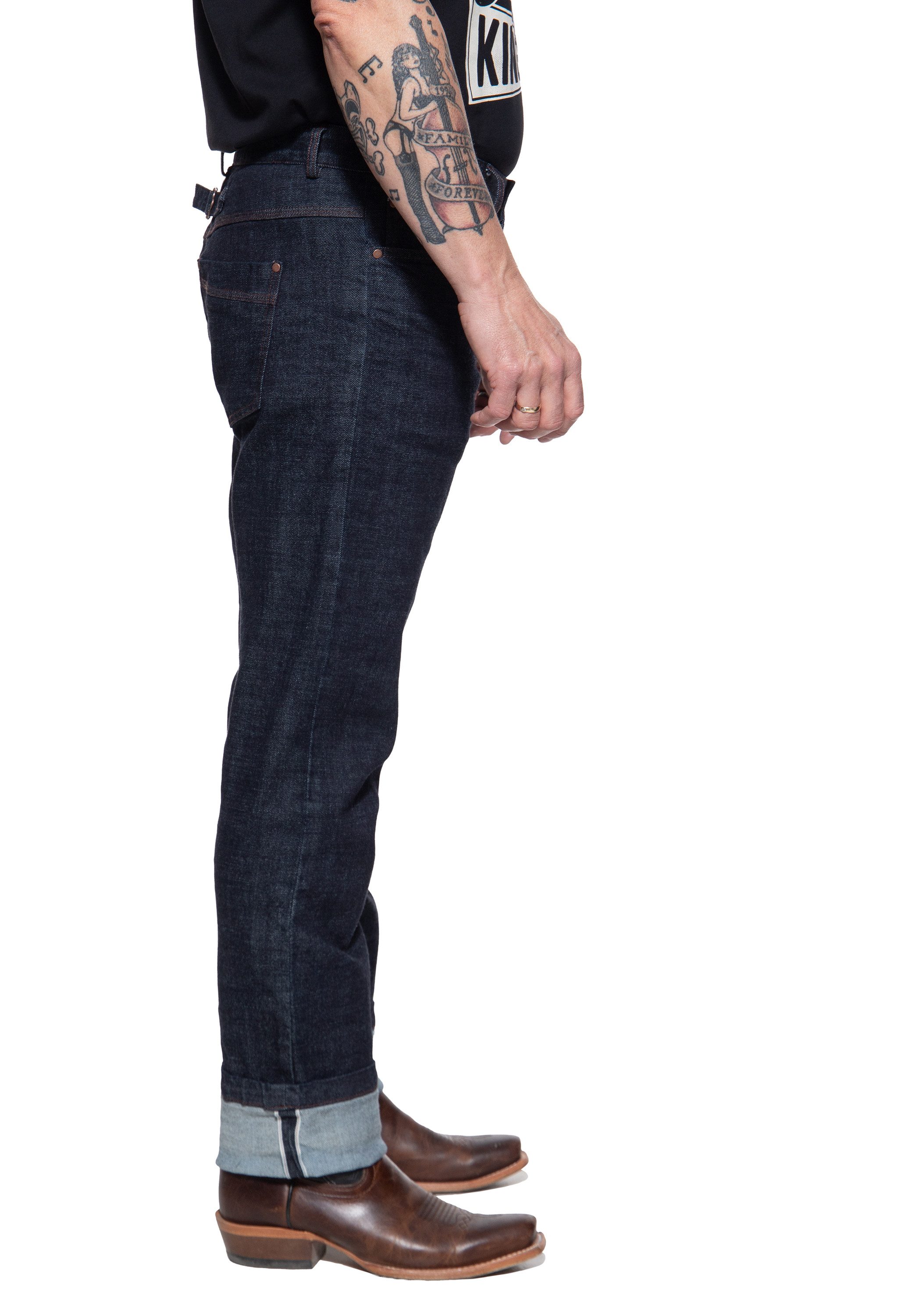 KingKerosin Gerade Jeans Robin mit Cinch-Back