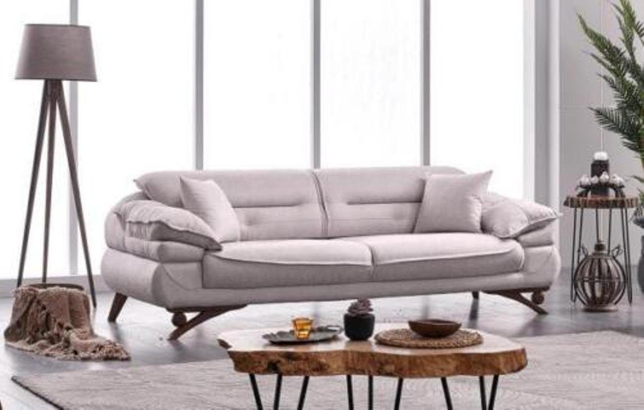 JVmoebel Wohnzimmer-Set Wohnzimmer Textil + in 3-Sitzer 1x Design ohne Couchtisch), Schwarz Polster, (2-St., 3-Sitzer Europa Sofa Möbel Made Weiß Sitzer Couch 3+3 Set