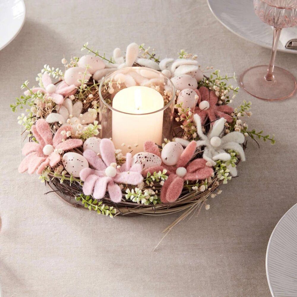 Home-trends24.de Osterkranz Kranz Türkranz Tischkranz Ostern Osterdeko Filz 32 cm