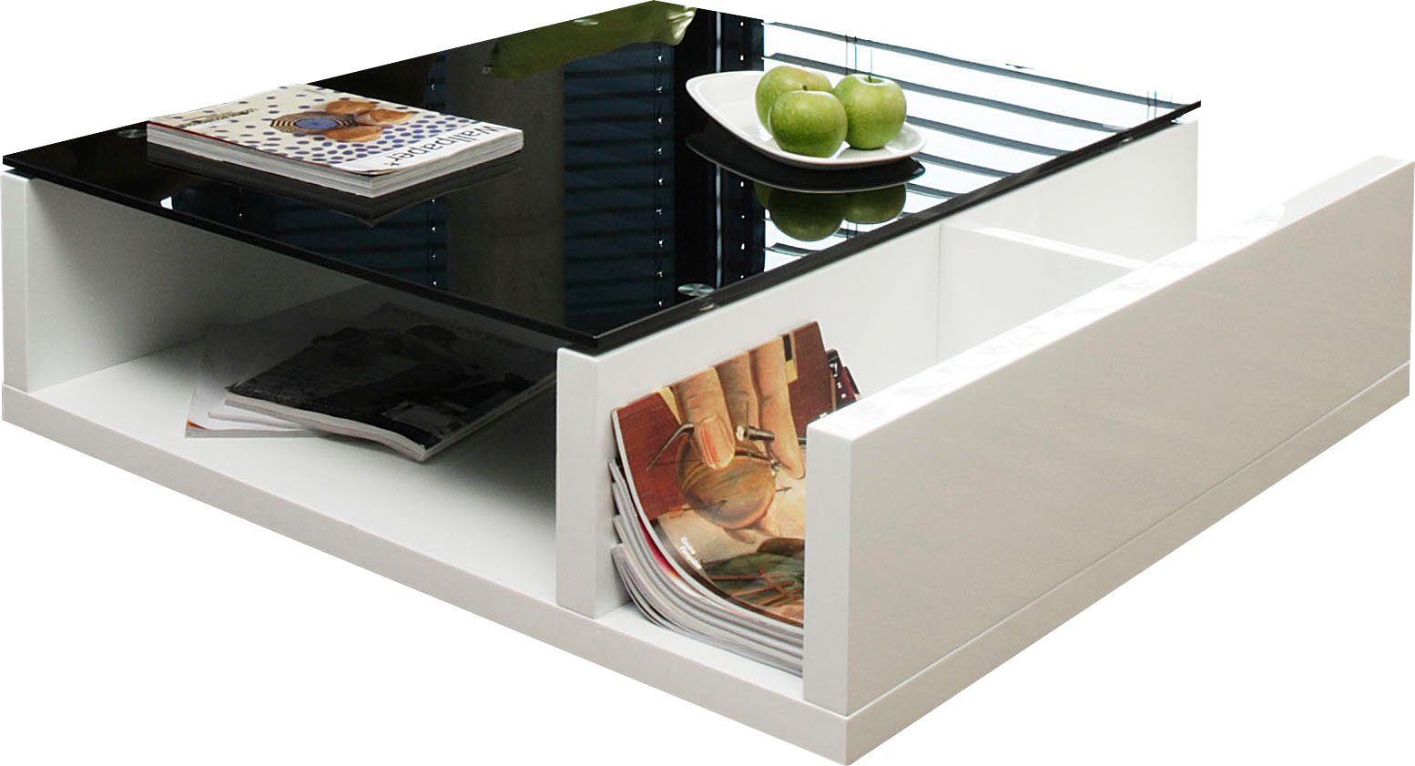 SalesFever Couchtisch Eleganter Wohnzimmertisch, Praktisch mit integriertem Seiten-Magazinfach