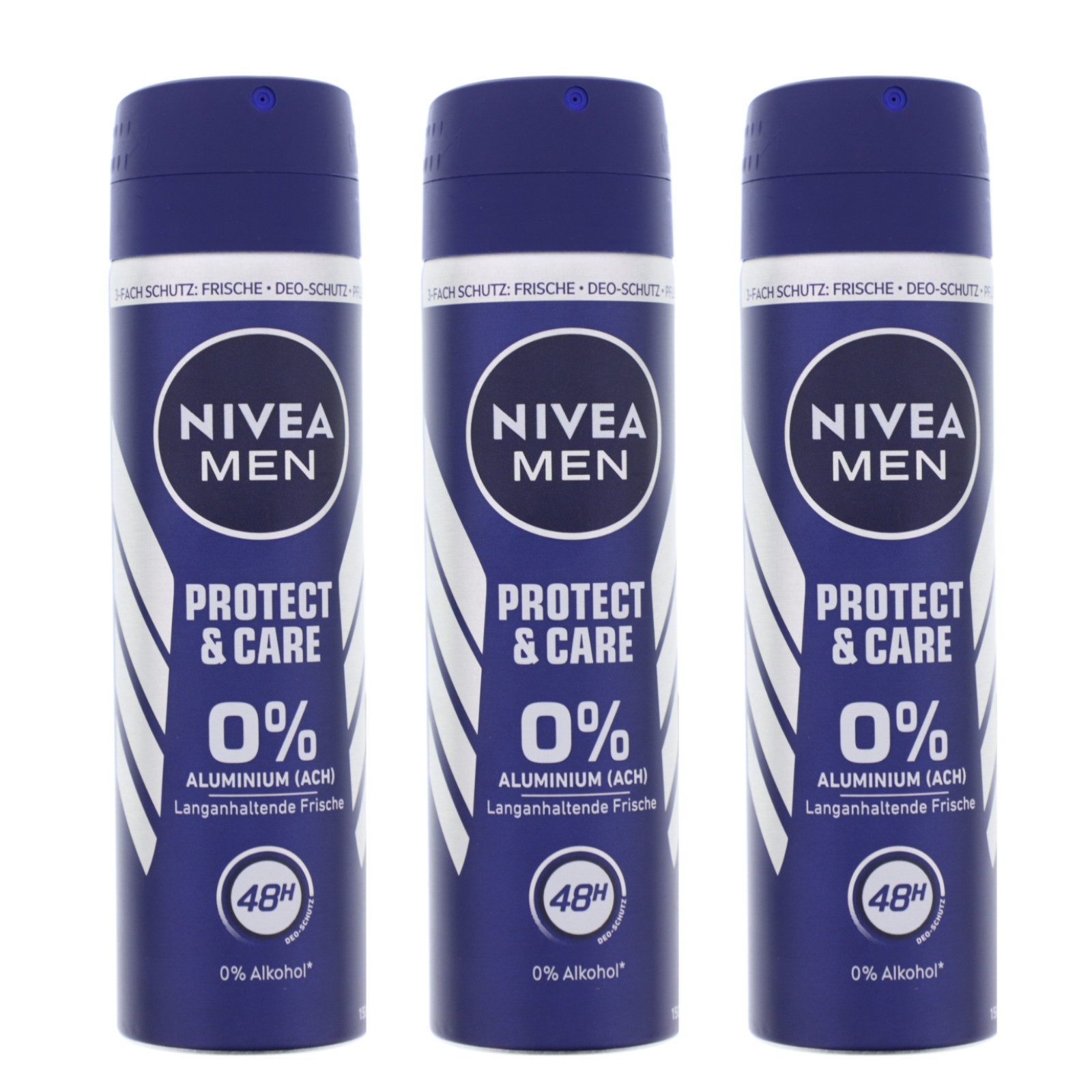 Bodyspray 3 x NIVEA MEN Protect & Care Deo Spray je 150ml ohne Aluminium 48H Sch