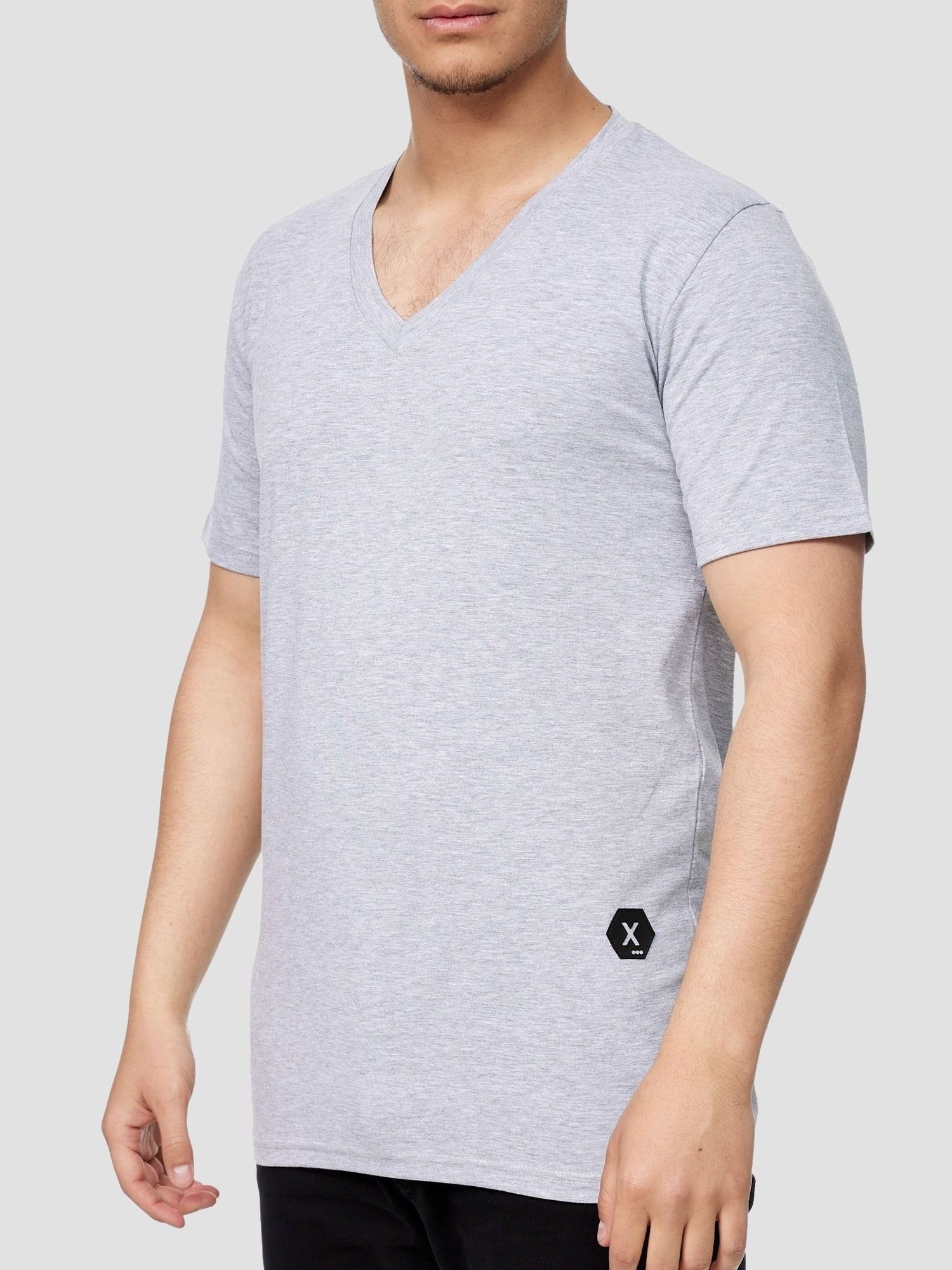 John Kayna T-Shirt John Kayna T Shirt Herren Tshirt Tee T-Shirt für Männer Polo Poloshirt (Shirt Polo Kurzarmshirt Tee, 1-tlg) Fitness Freizeit Casual Grau