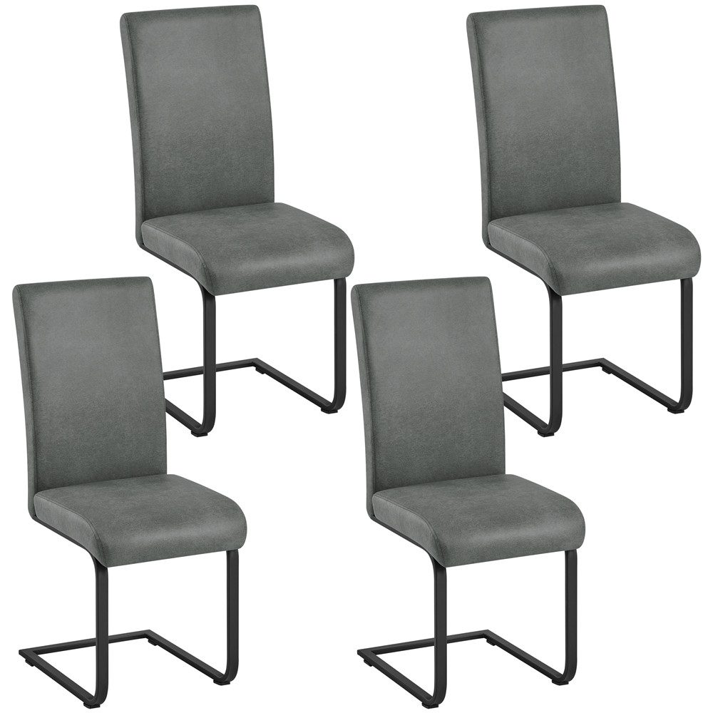 Yaheetech Esszimmerstuhl 2/4/6-er Küchenstuhl (4 St), Schwinger Polsterstuhl mit Ergonomischer Rückenlehne & Metallbeine