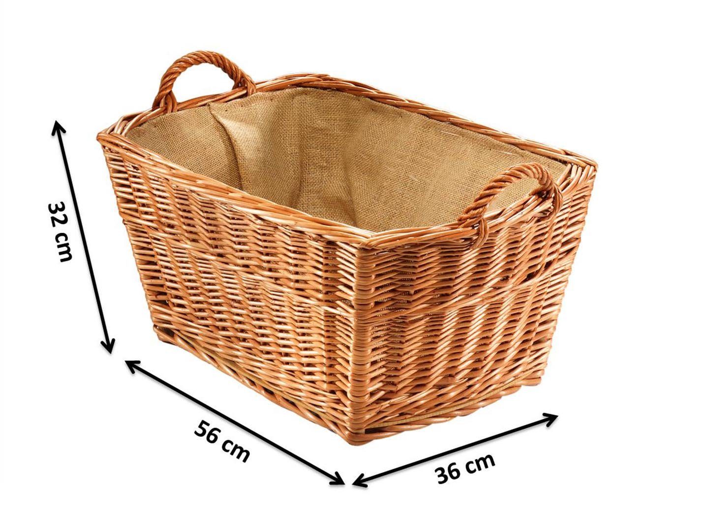 Kobolo Kaminholzkorb Holzkorb eckig gekochte Weide günstig online kaufen