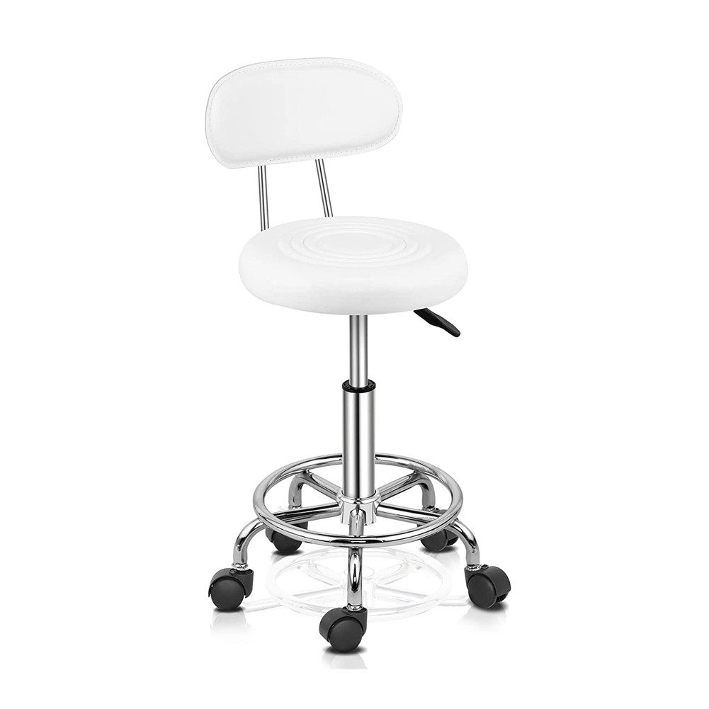 Fine Life Pro Drehhocker, Ergonomischer Rollhocker mit Rückenlehne für Büro Salon Massage Spa