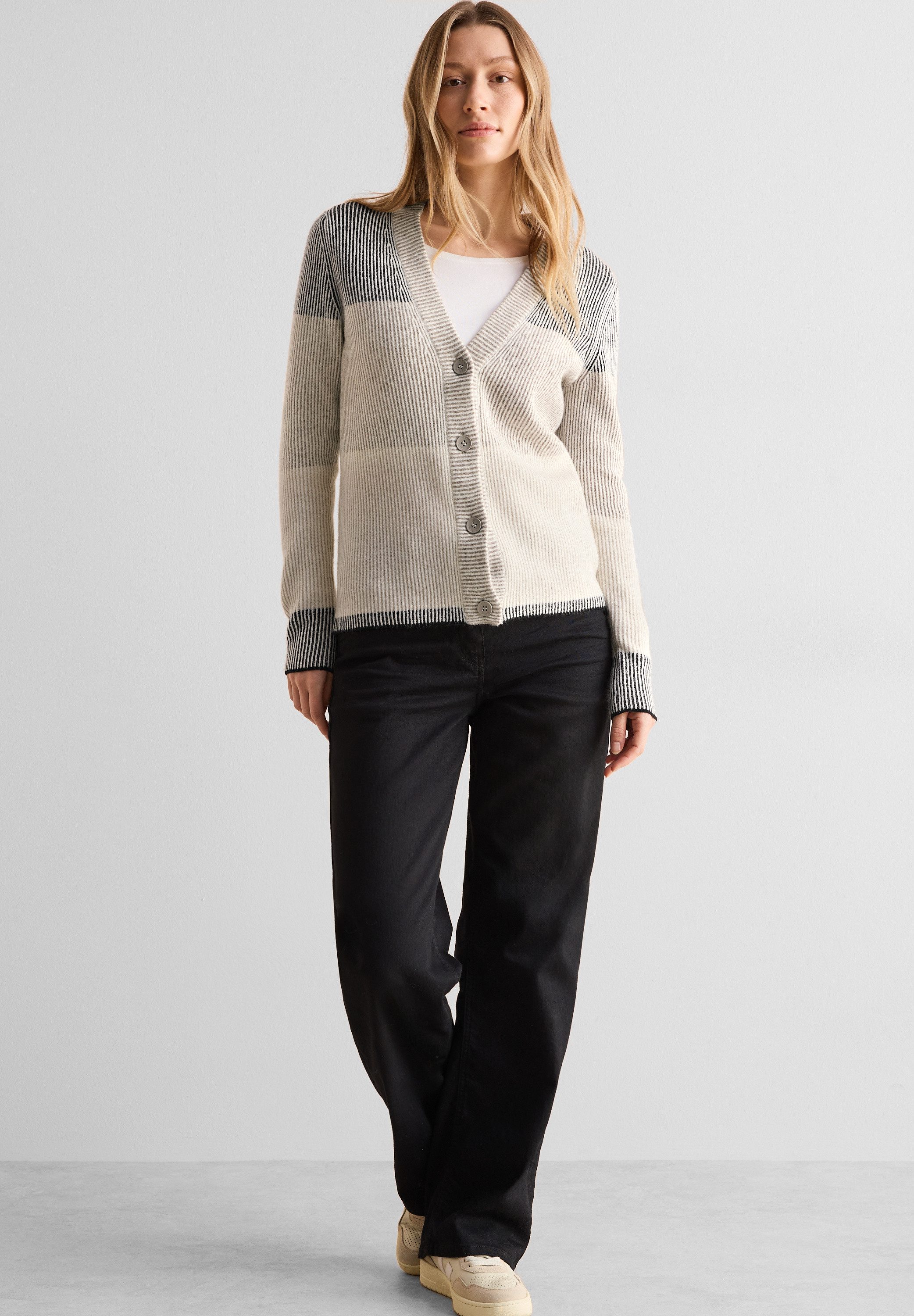 CECIL Streifenpullover mit V-Ausschnitt